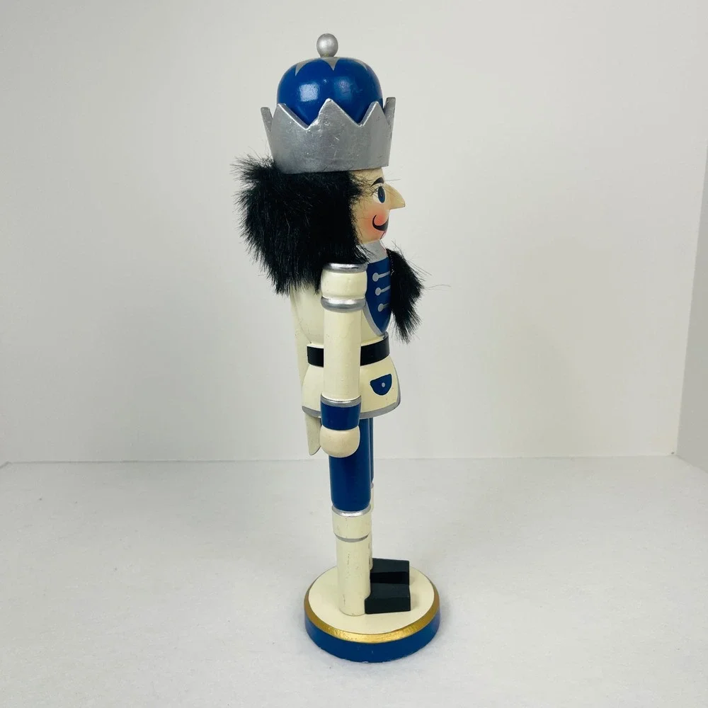 Blue and Silver Wooden Nutcracker King Christmas Holiday Decor 12 Inch